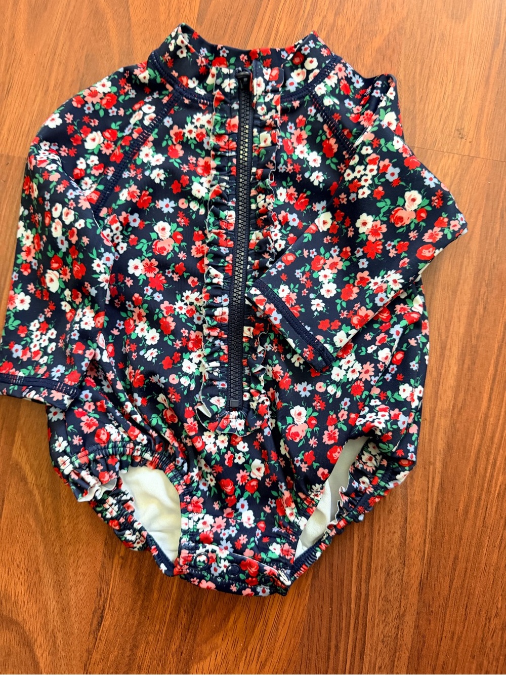 Janie and Jack Navy Floral Long-Sleeve Kids Rashguard